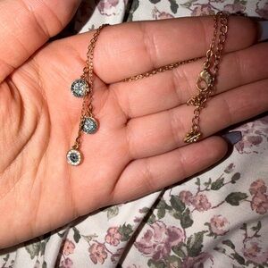 Swarovski Gold Necklace with Silver Crystal Accents